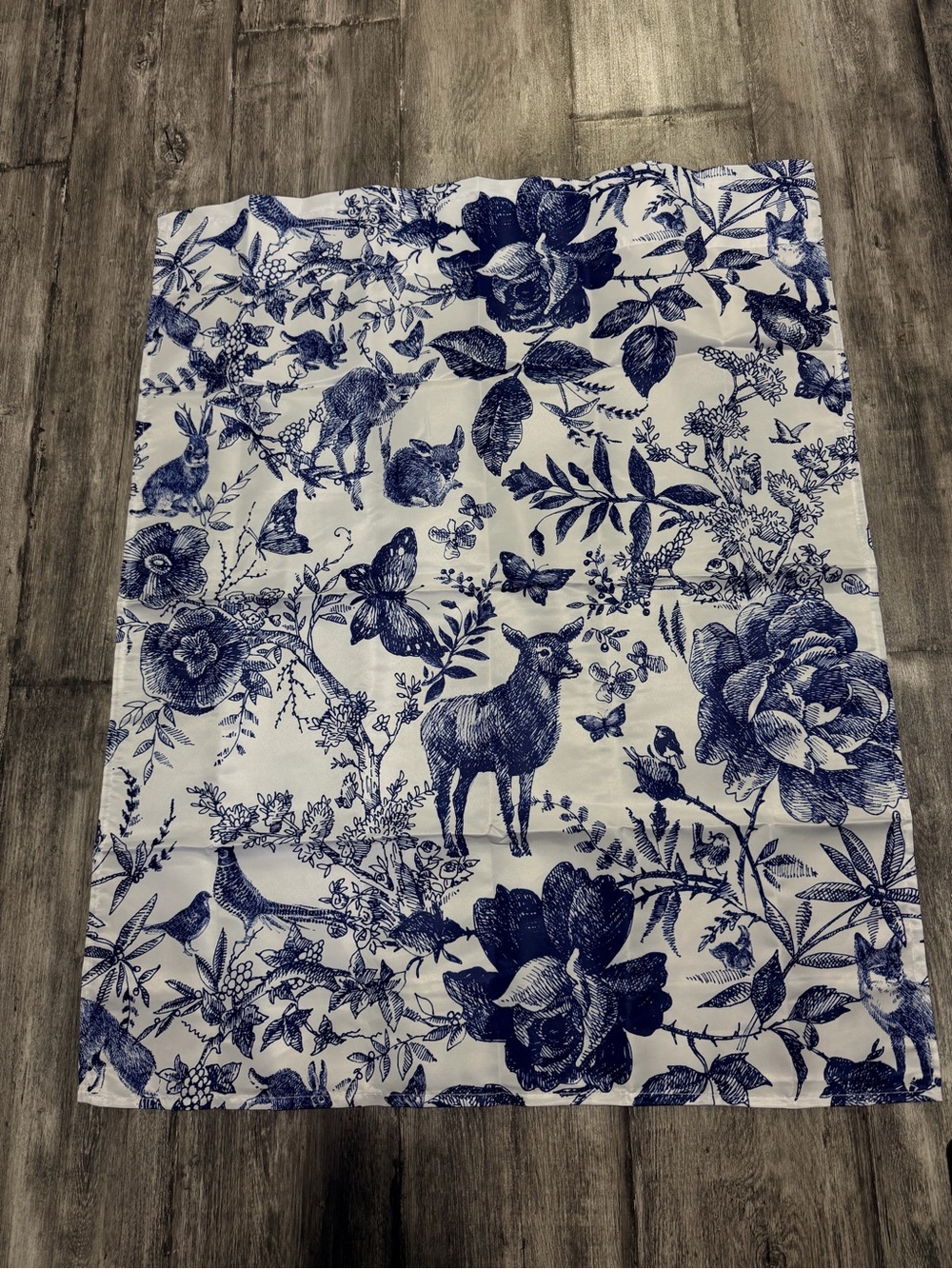 Blue and white floral and fauna print Kitchen Tier Curtains 36 Inch 2 Panels wit